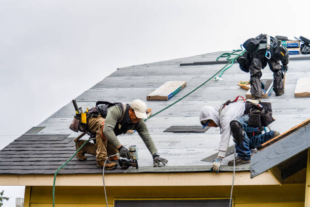 Professional Gutter Installation technician working in Harrisonville, PA